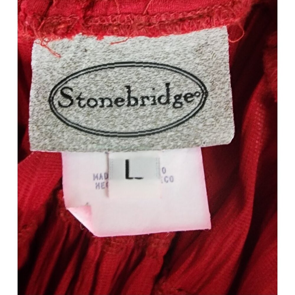 Stonebridge Skirt Womens Large Red Pleated Studded Boho 80s Retro Vintage Midi - Picture 3 of 10
